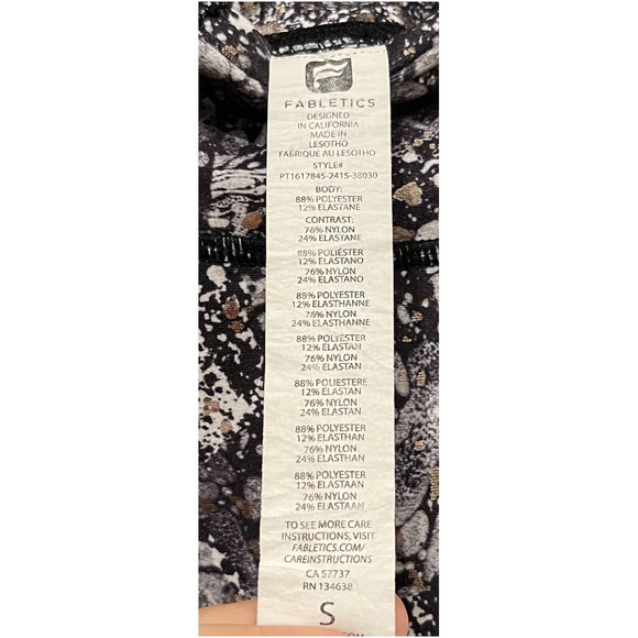 FABLETICS Black Marble Long Line Sports Keyhole Metallic Sports Bra And Legging - Picture 8 of 10